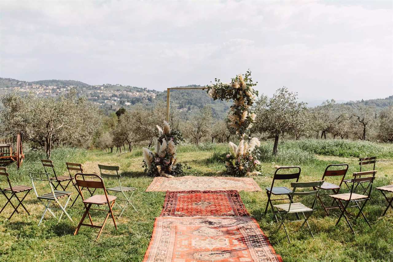 Rug-lined altar aisle