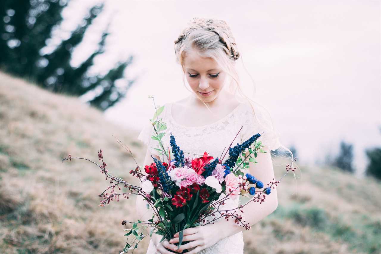 bride holding a delicate bouquet