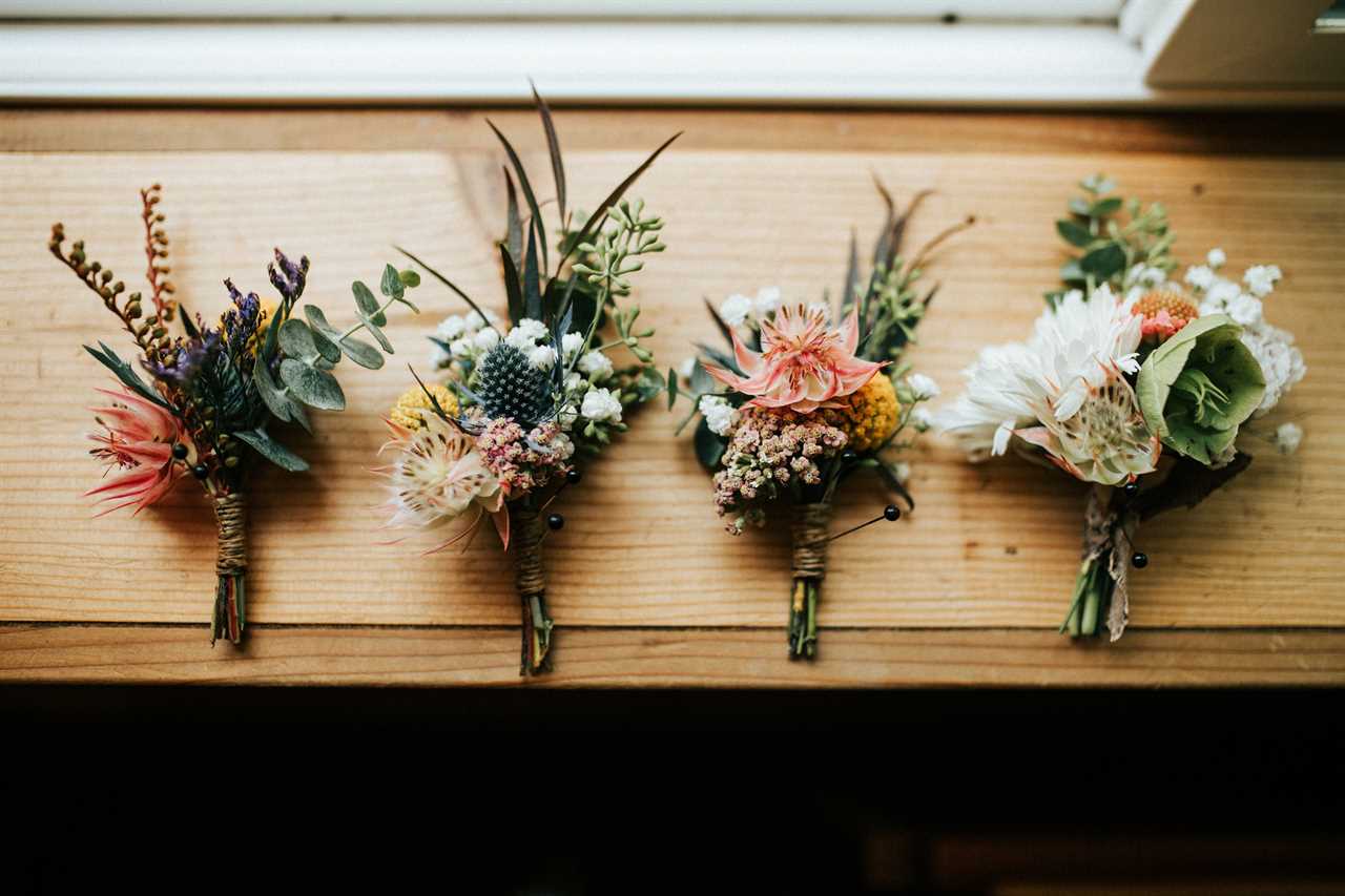 four wedding bouquets