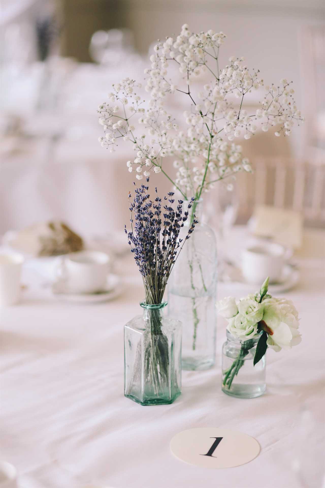 lavender in a wedding centrepiece